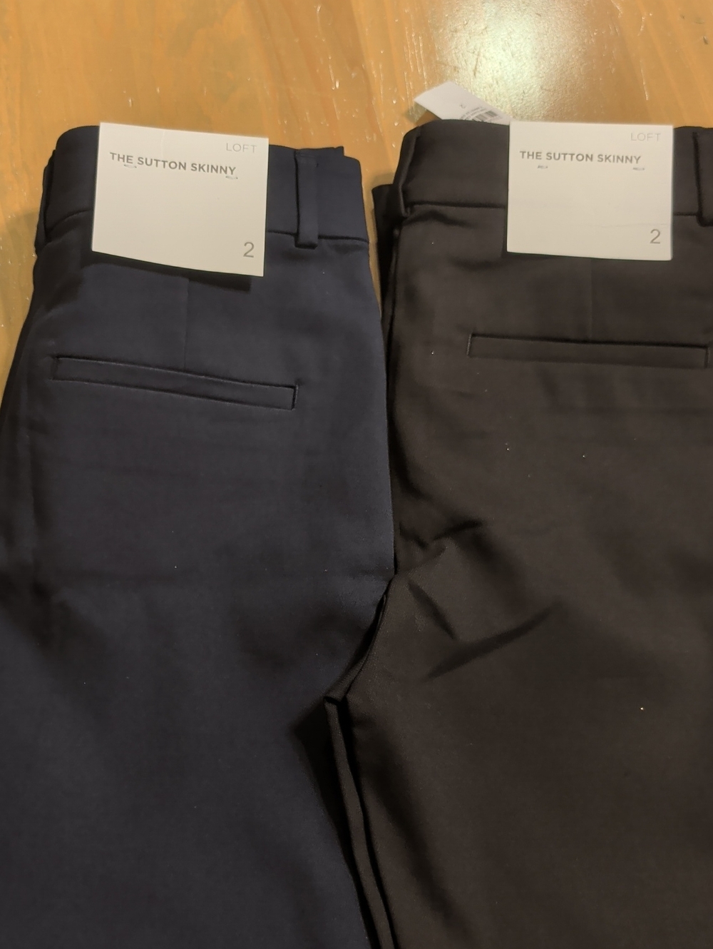 Lot Of 2 Pair Loft The Sutton Skinny Curvy Pants Womens Size 2 Black & Navy Blue